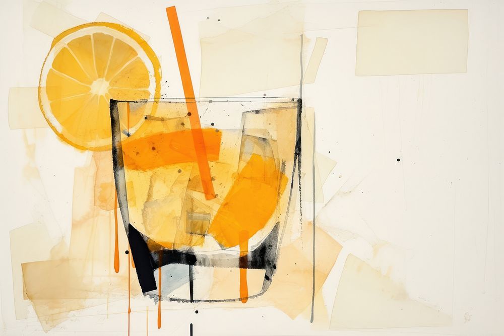 Glass of sidecar orange cocktail glass art painting.
