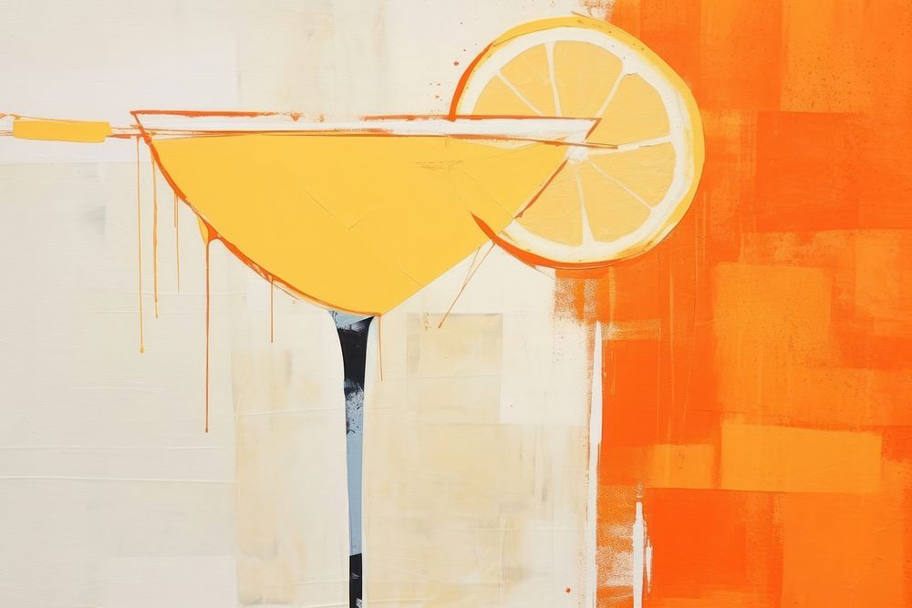 Glass of sidecar orange cocktail painting drink glass.