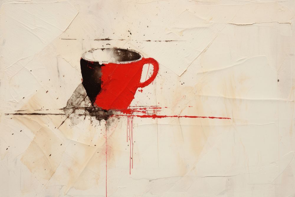 Hot coffee cup with fresh organic red coffee art painting drink.