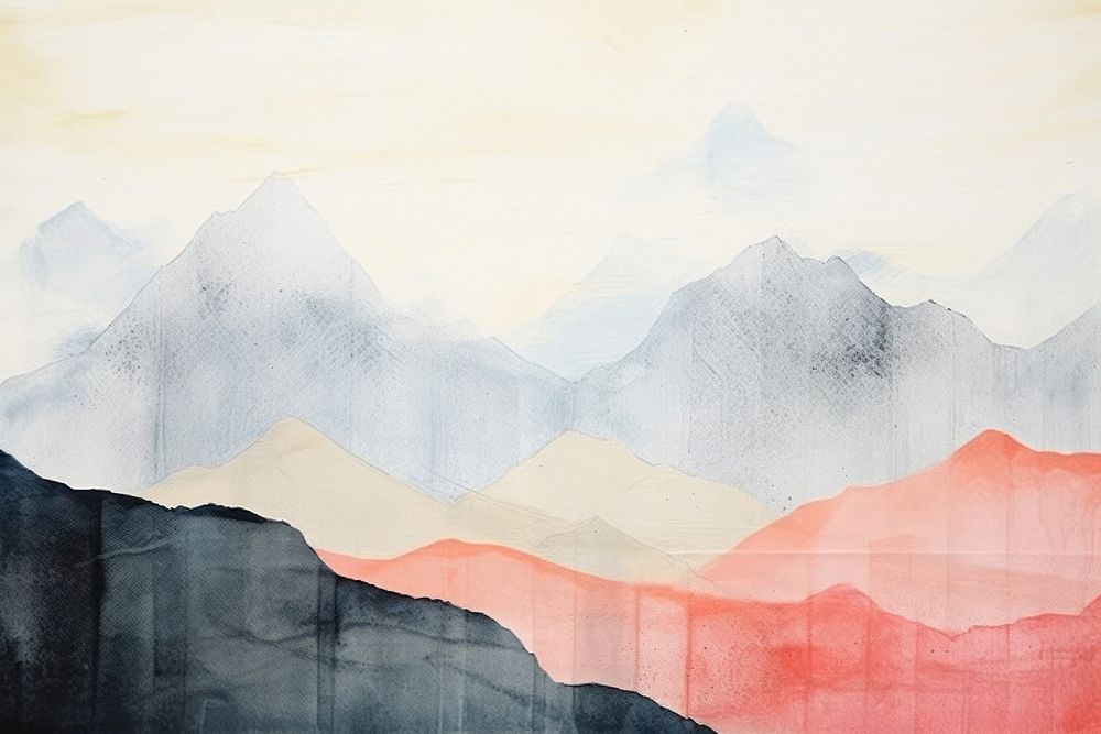 High mountain in mist and cloud art abstract painting.