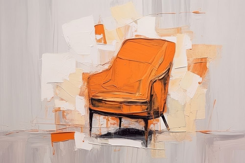 Orange modern lounge armchair art furniture backgrounds.