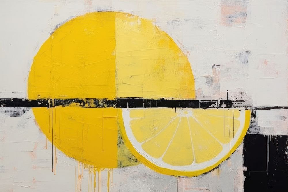 Lemon twist slice lemon art painting.