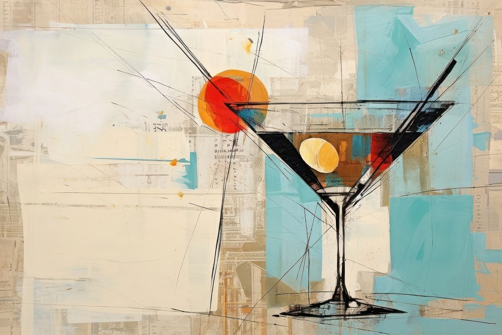 Martini cocktail on counter bar martini painting drink.