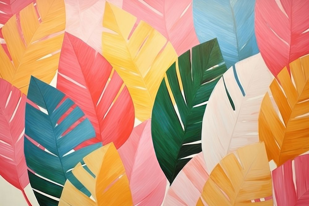 Palm leaf collage art abstract pattern.