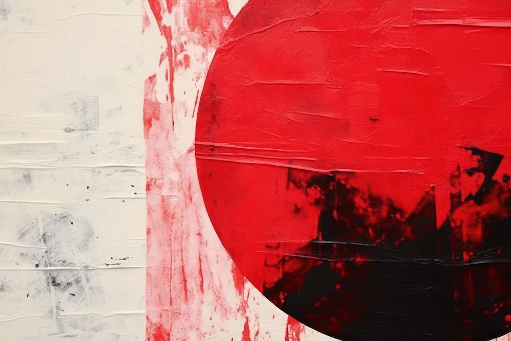 Red moon art abstract painting.