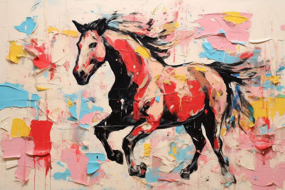 Running horse art abstract painting.