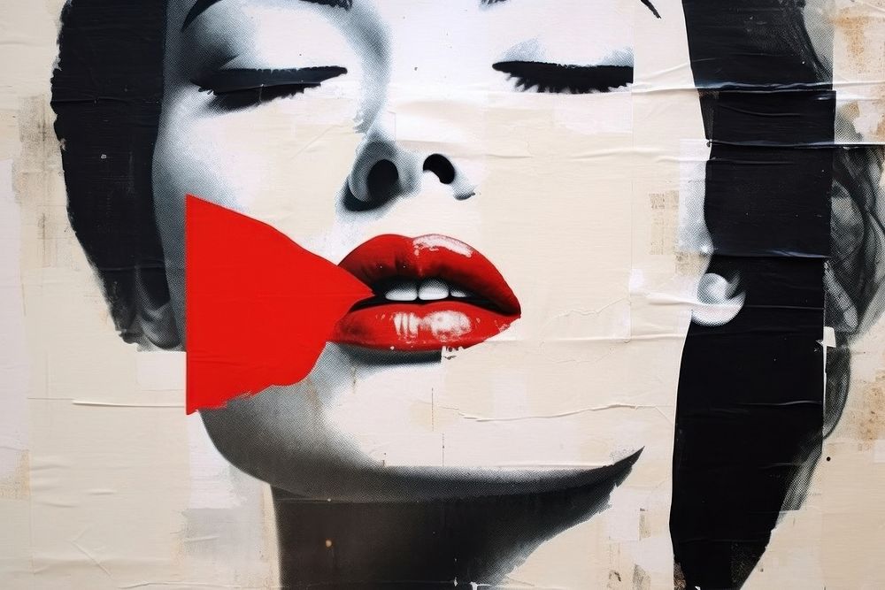 Women with red lip art painting adult.