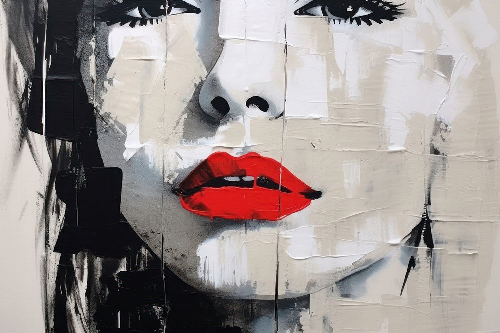 Women with red lip art painting women.