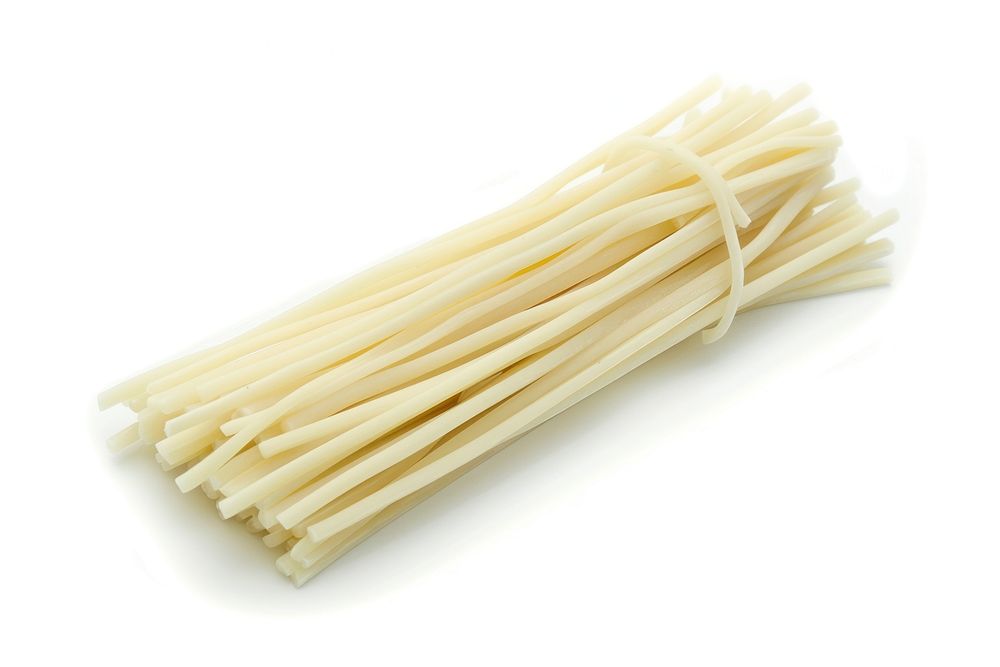String cheese pasta food white background.