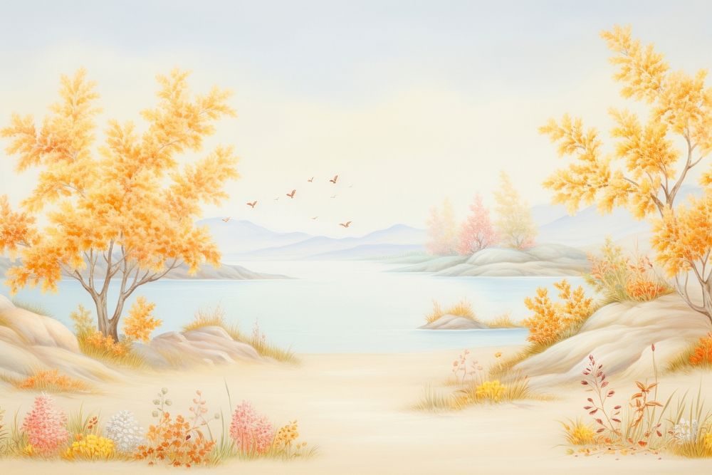 Painting of autumn border backgrounds landscape outdoors.