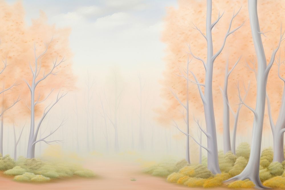 Painting of autumn forest border backgrounds outdoors woodland.