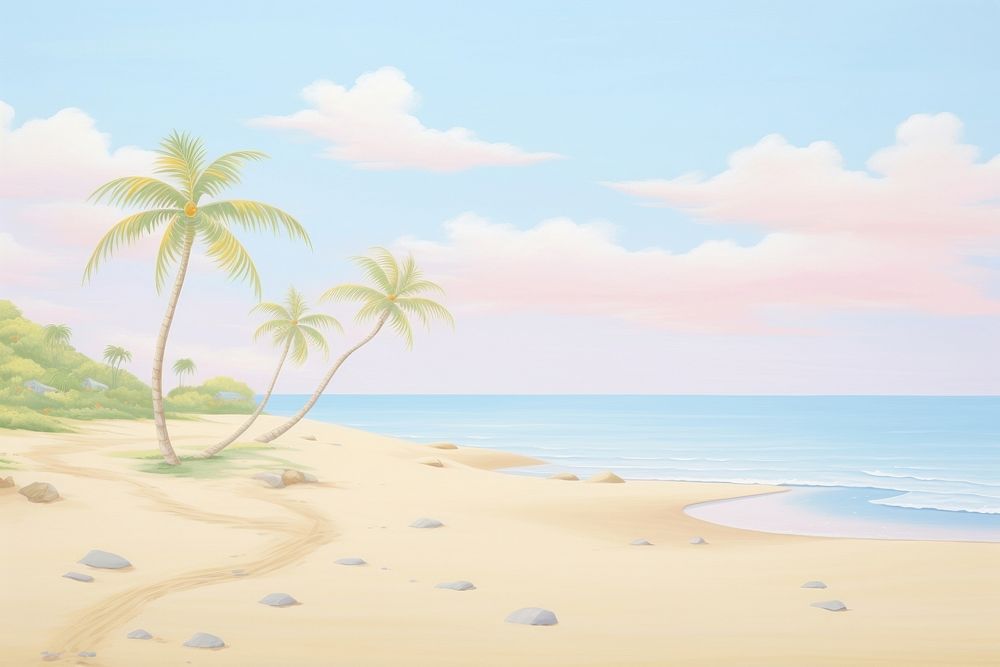 Painting of beach border backgrounds landscape outdoors.