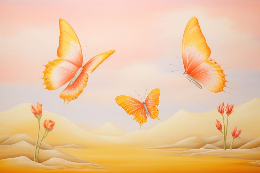 Painting of butterfly border outdoors animal nature.