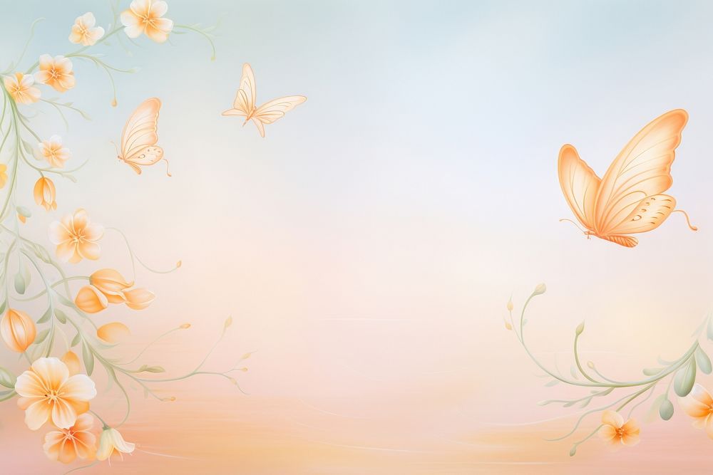Painting of butterfly border backgrounds pattern orange color.