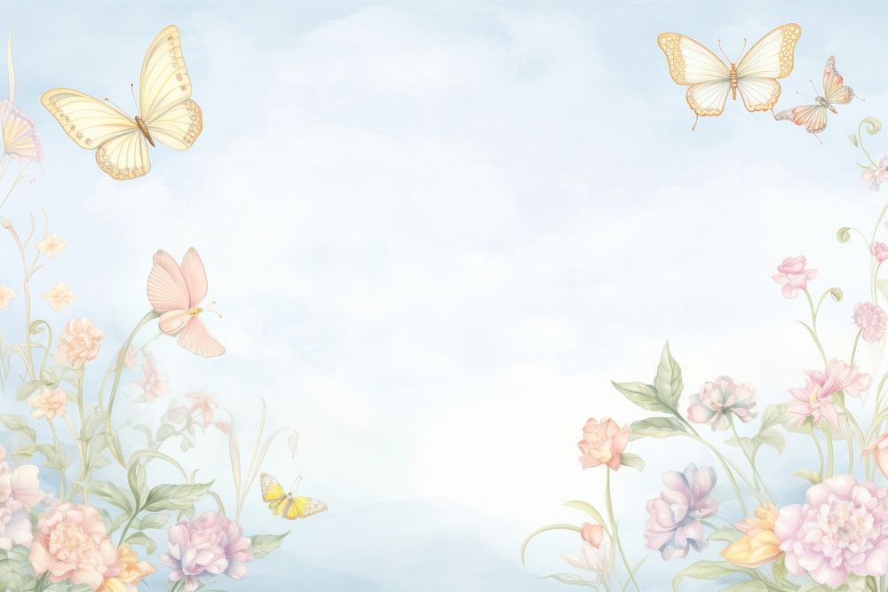 Painting of butterfly border backgrounds pattern flower.