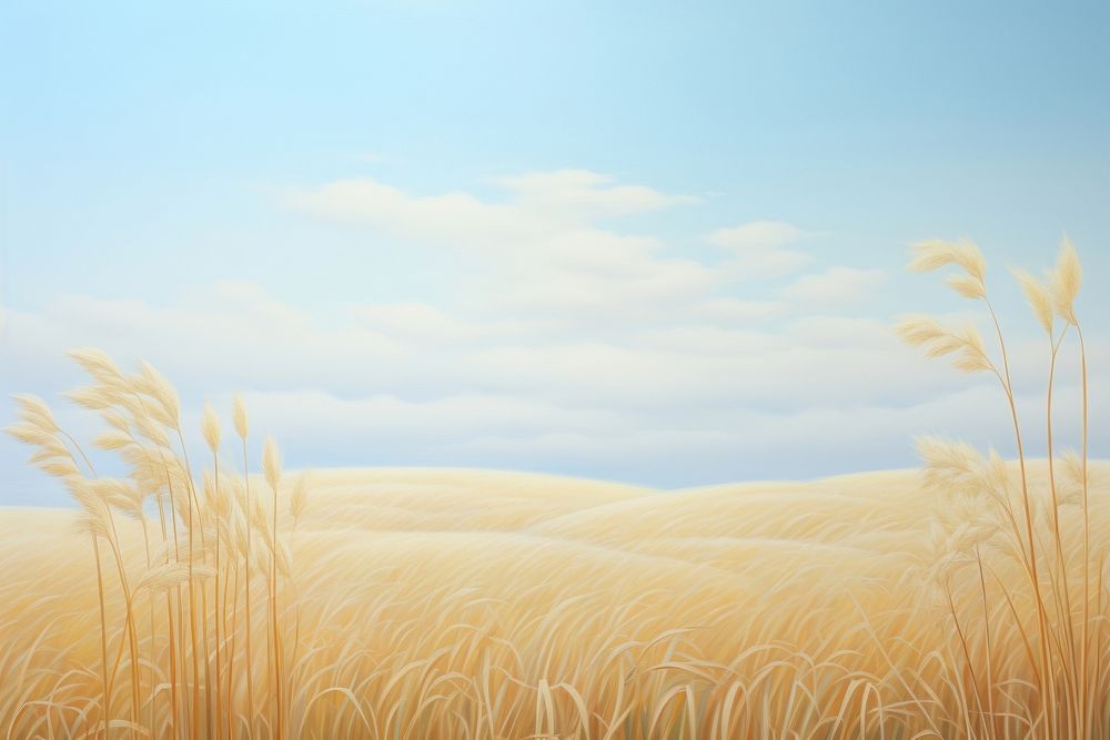 Painting of golden field backgrounds landscape outdoors.