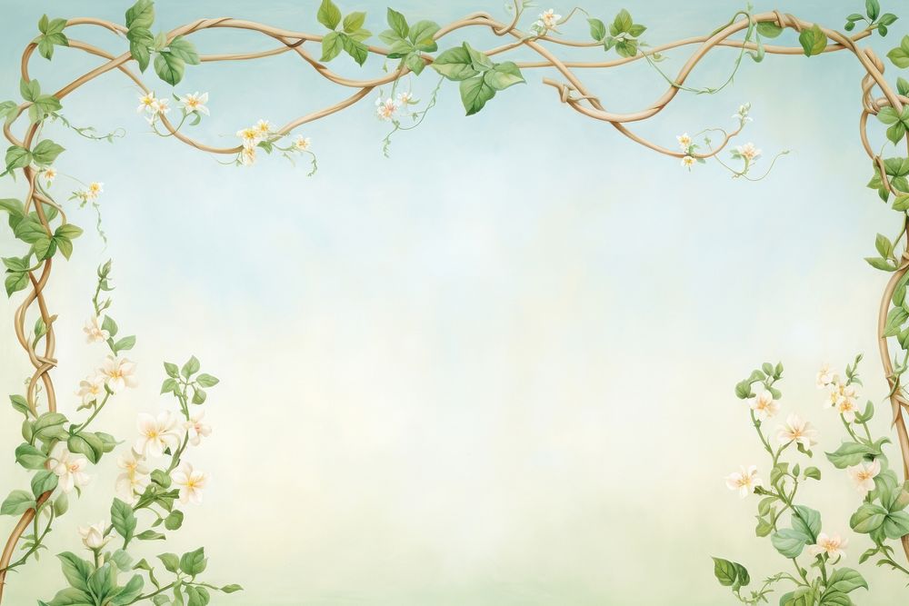 Painting of green vine border backgrounds outdoors pattern.