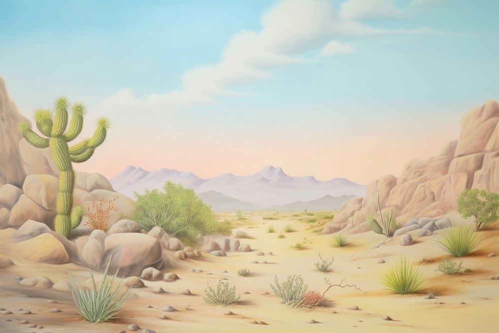Painting of desert border backgrounds wilderness landscape.