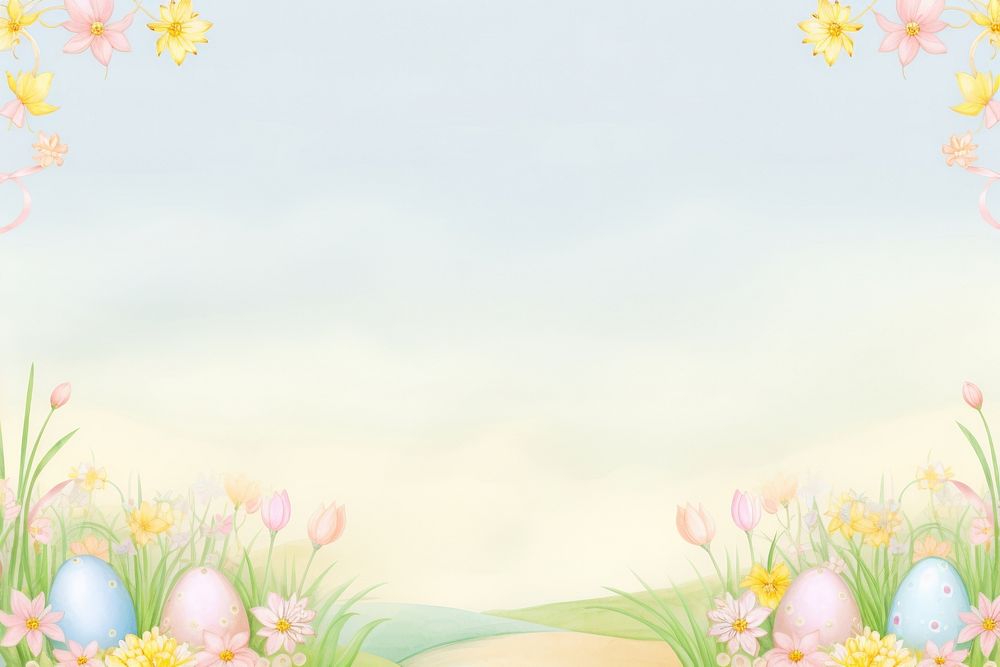 Painting of easter border backgrounds yellow egg.