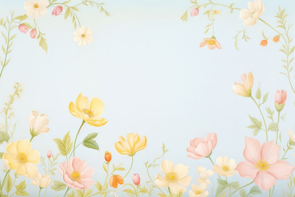 Painting of flowers border backgrounds pattern yellow.