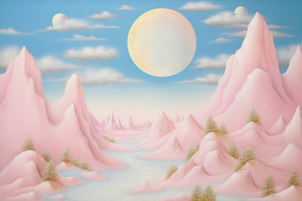 Painting of moon border backgrounds outdoors nature.