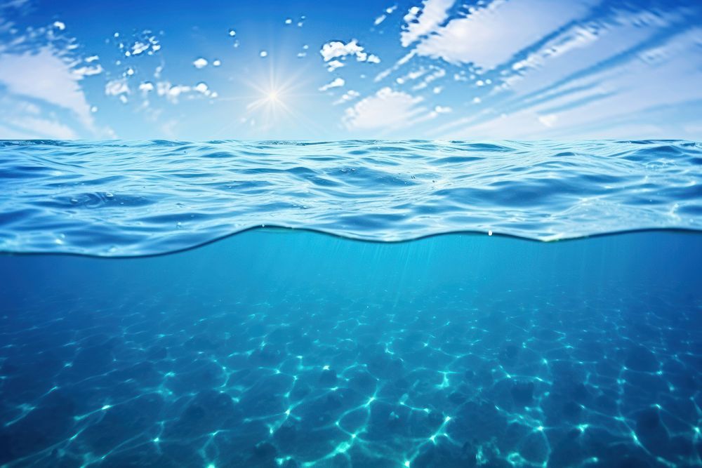Blue ocean backgrounds underwater swimming.