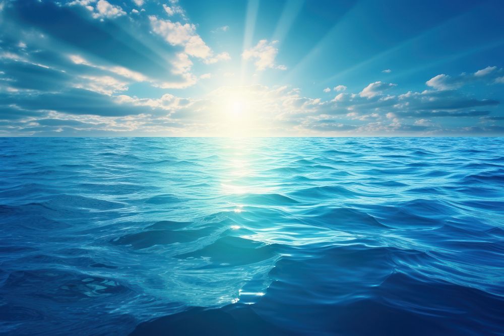 Blue ocean sun backgrounds sunlight.