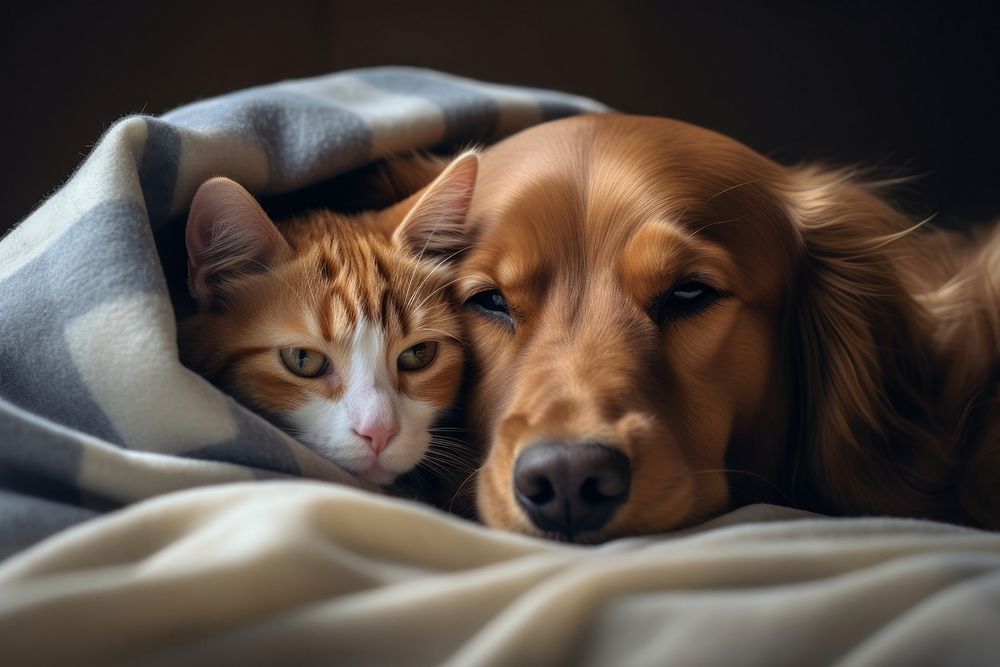 Dog and cat blanket sleeping mammal.