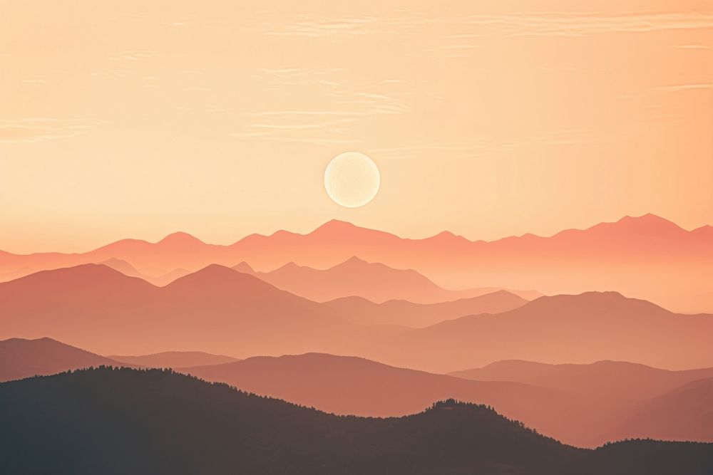 Mountain border nature sunset landscape.