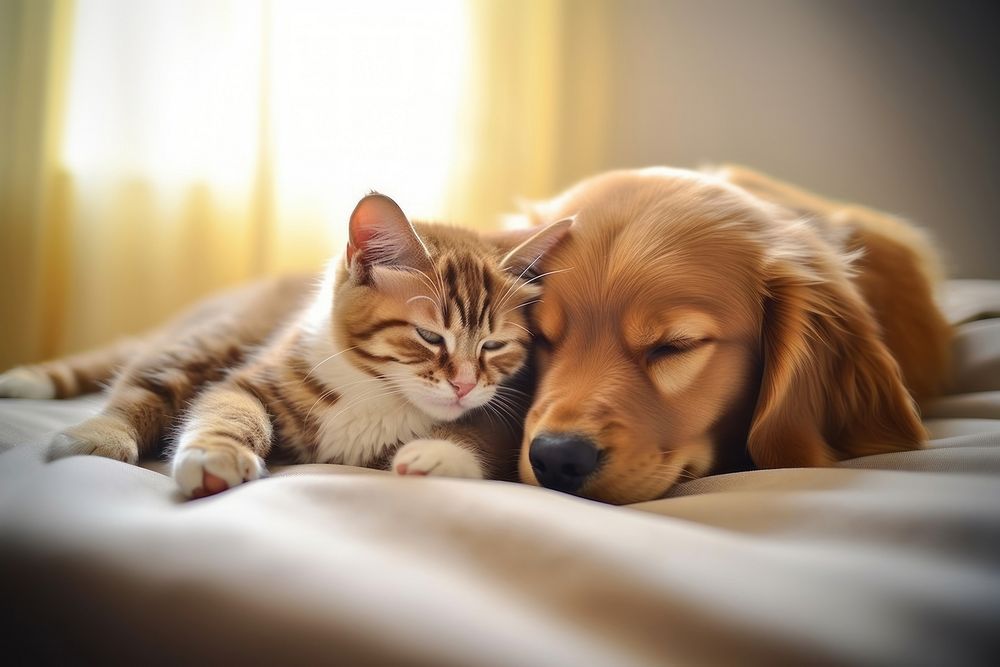 Puppy and kitten sleep puppy sleeping mammal.