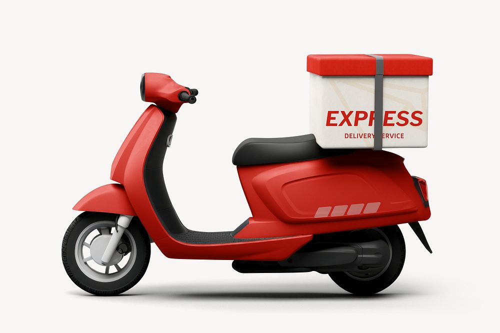 Red delivery scooter mockup psd