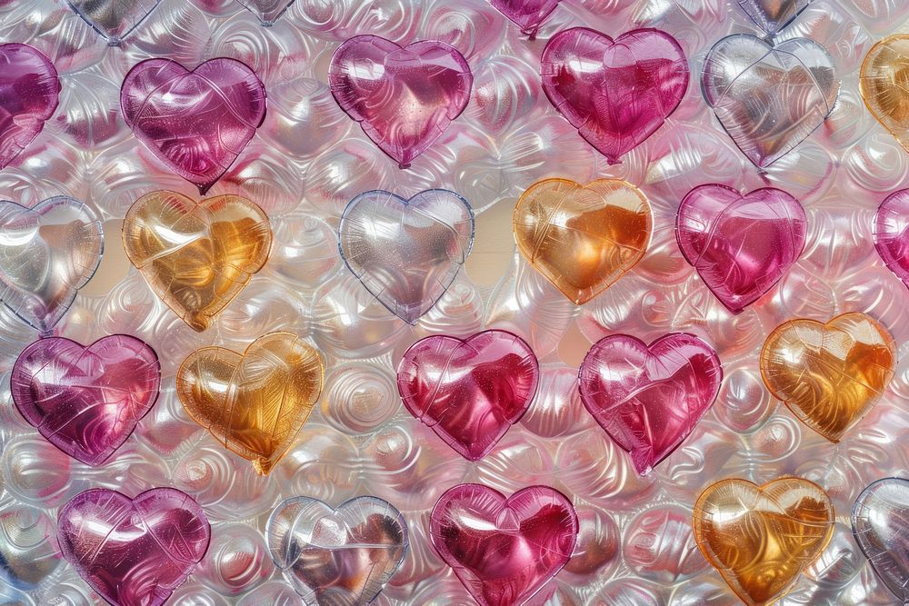 Hearts plastic bubble wrap backgrounds pattern confectionery.