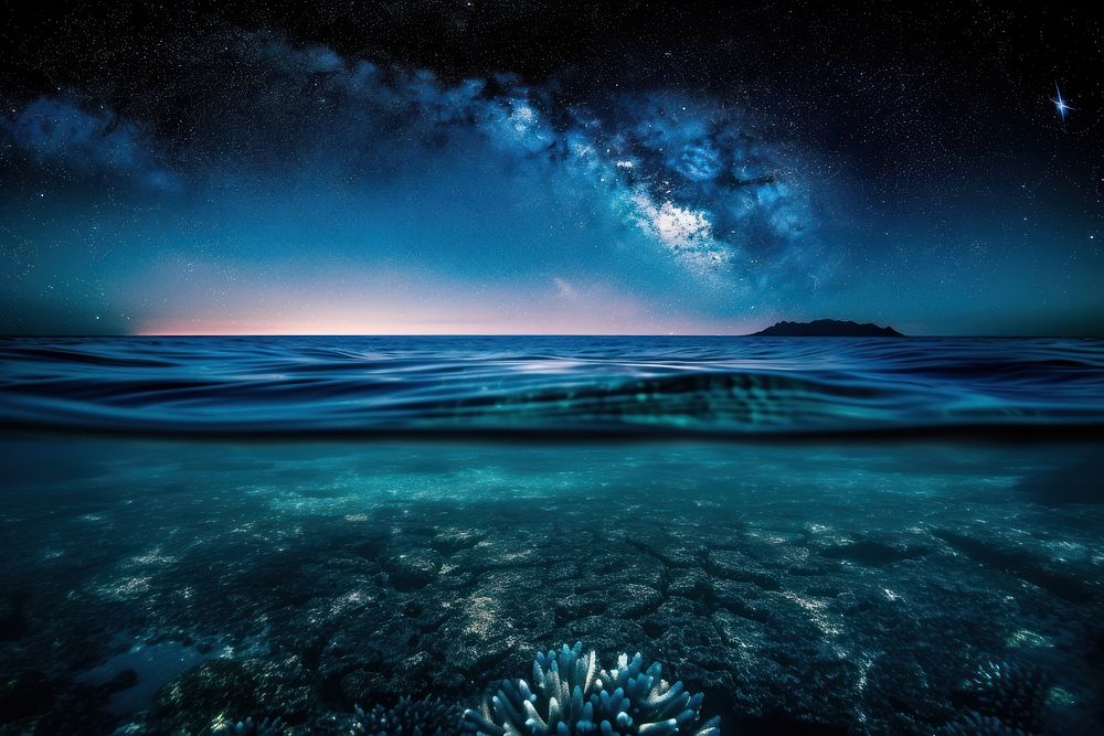 Underwater night sky outdoors.