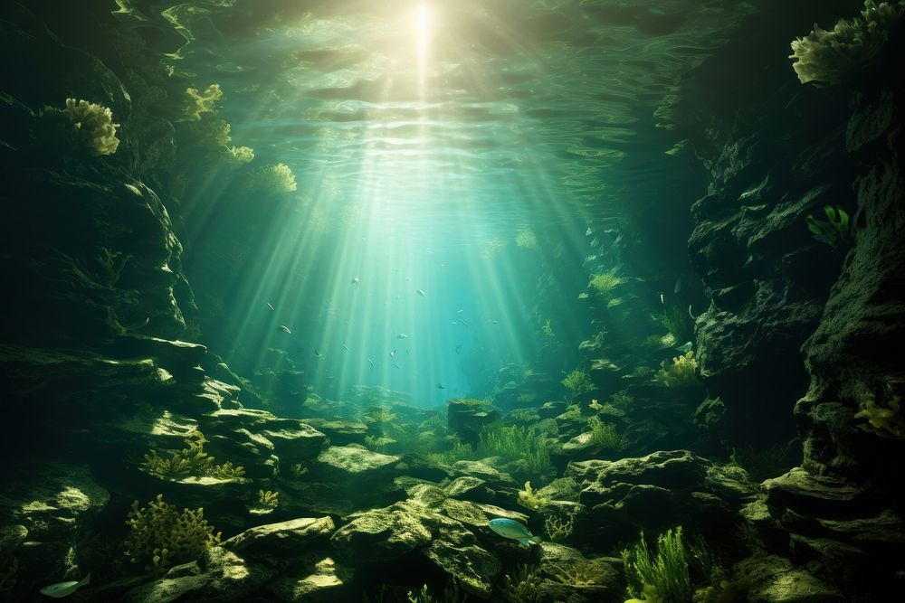 Under water level underwater sunlight outdoors.