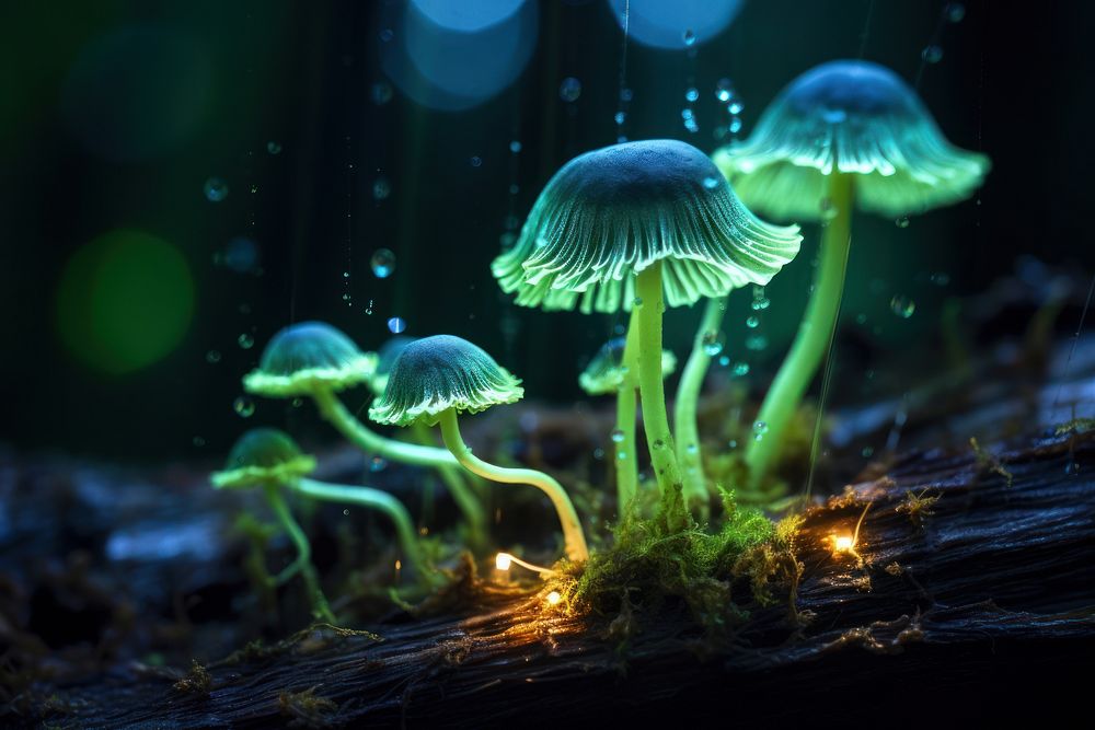 Bioluminescence fungi mushroom outdoors nature. | Free Photo - rawpixel