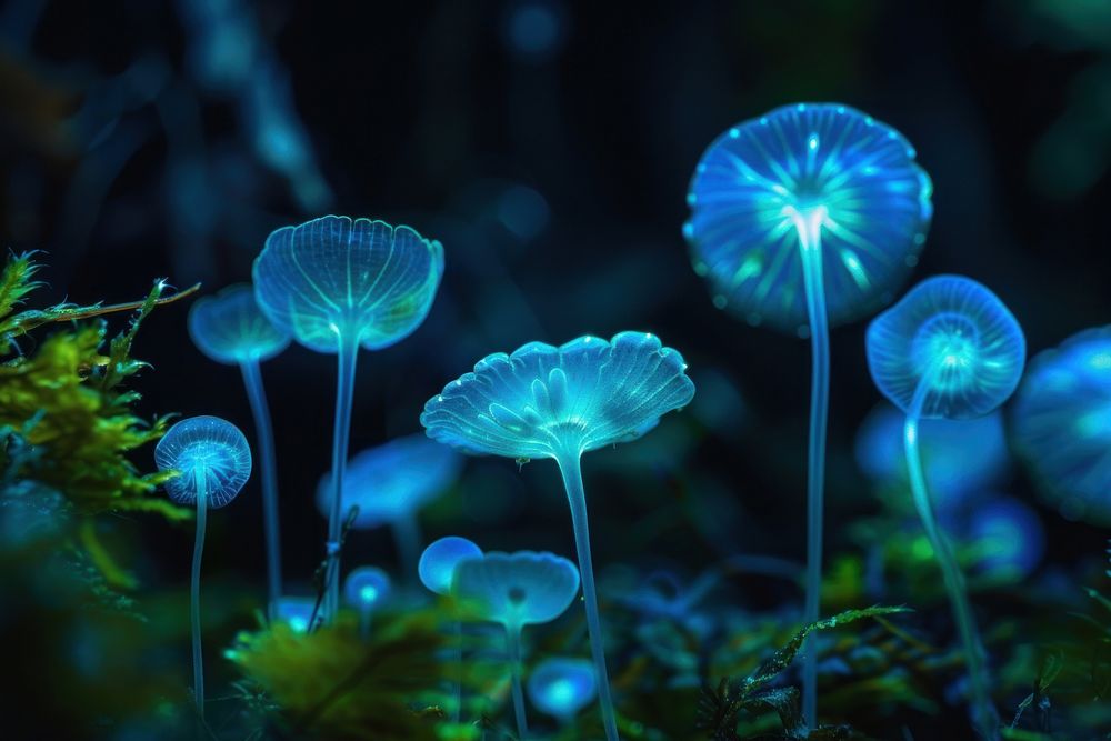 Bioluminescence Oasis background outdoors nature green.