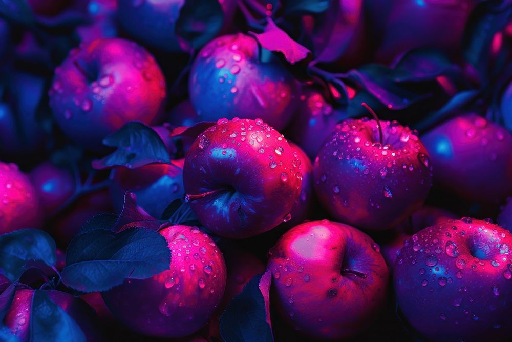Bioluminescence apples background backgrounds fruit plant.