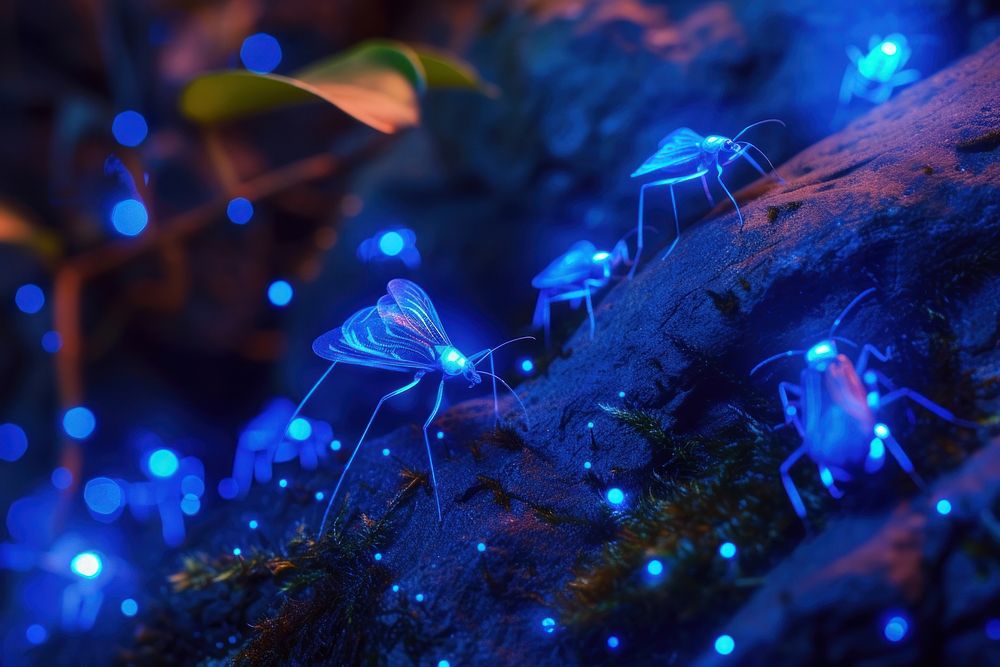 Bioluminescence Bugs background light invertebrate illuminated.