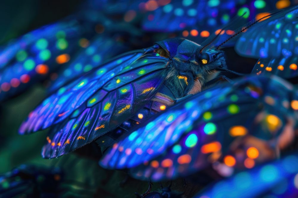 Bioluminescence Bugs background animal light blue.