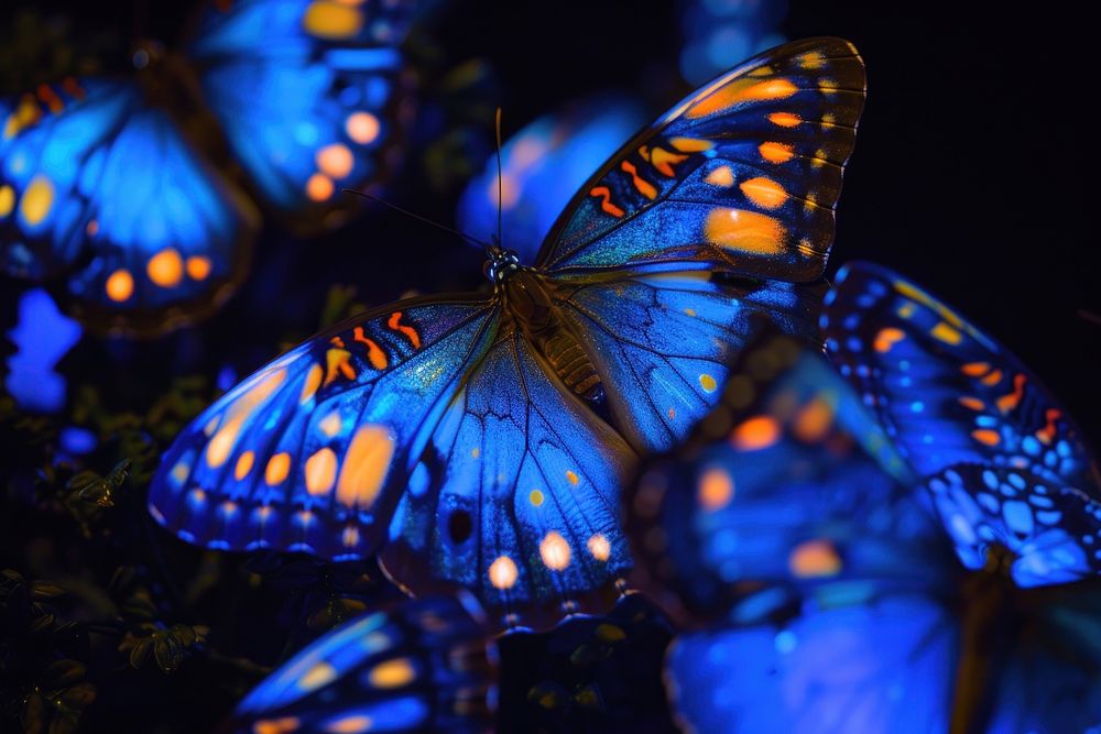Bioluminescence Butterflies background butterfly animal insect.