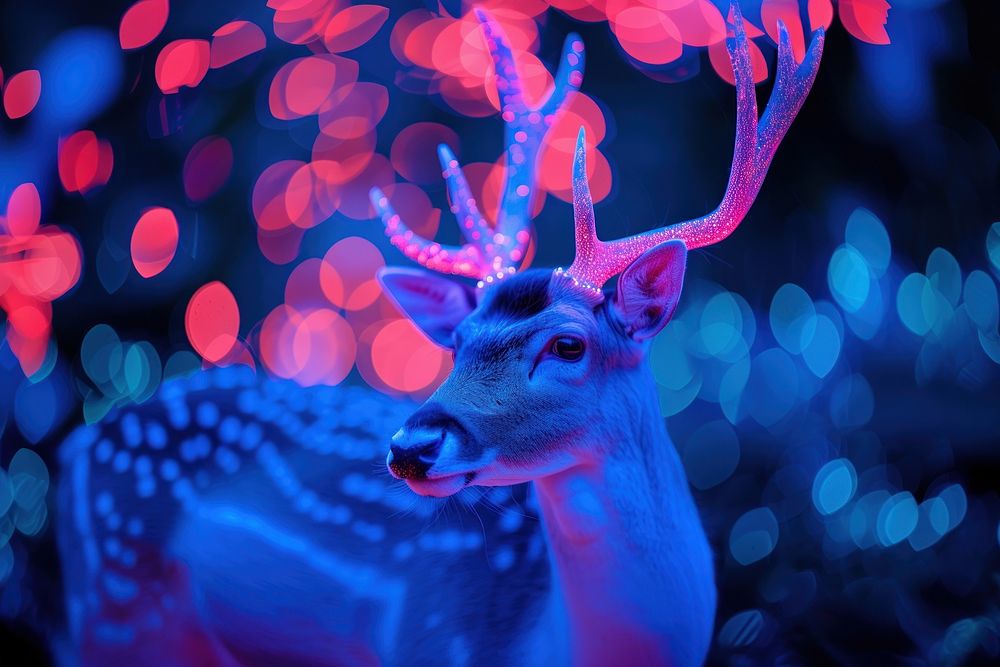Bioluminescence deer background wildlife animal mammal.