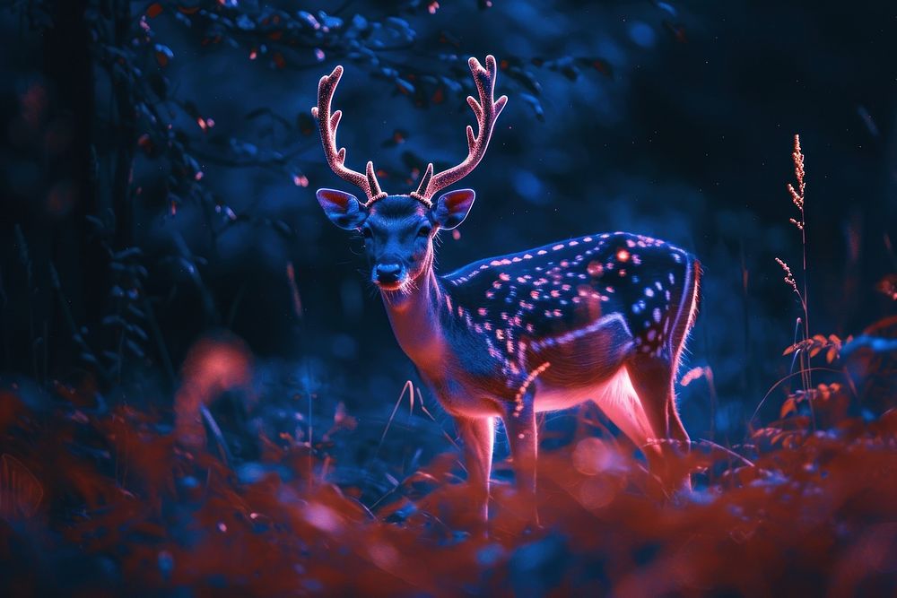 Bioluminescence deer background wildlife animal mammal.