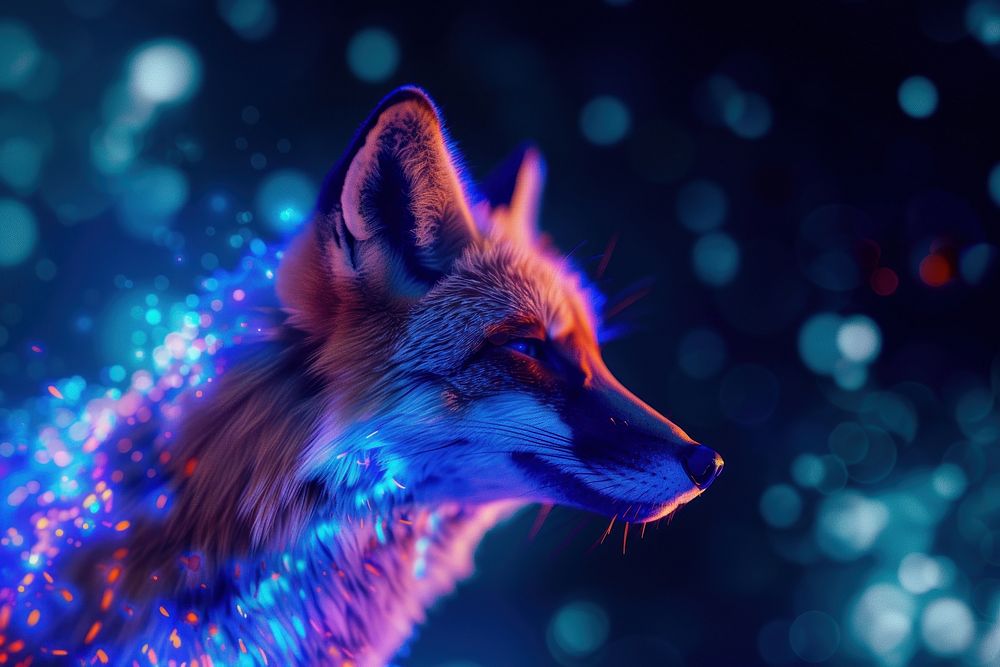 Bioluminescence fox background wildlife animal mammal.