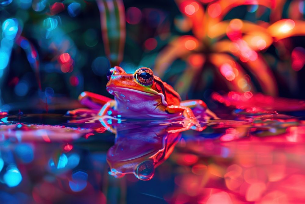 Bioluminescence Frog background frog amphibian | Free Photo - rawpixel