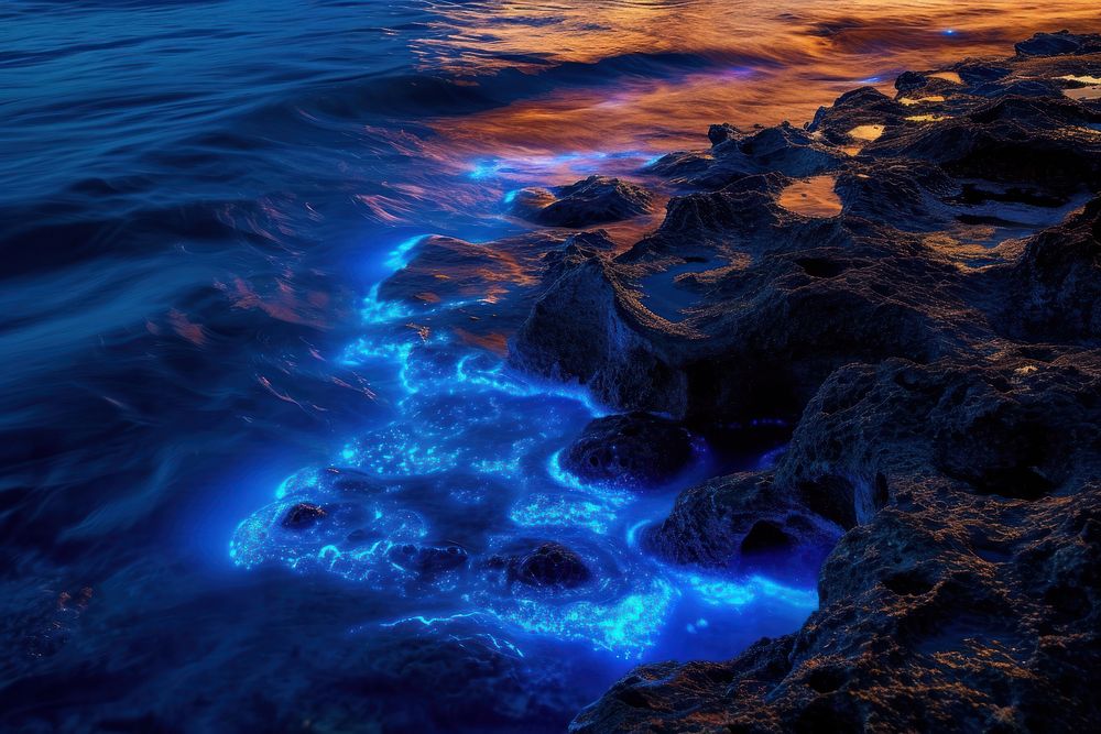 Bioluminescence hawaii background outdoors nature ocean.