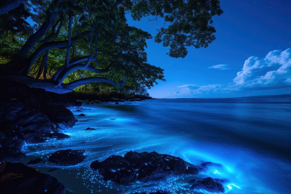 Bioluminescence hawaii background landscape outdoors nature.