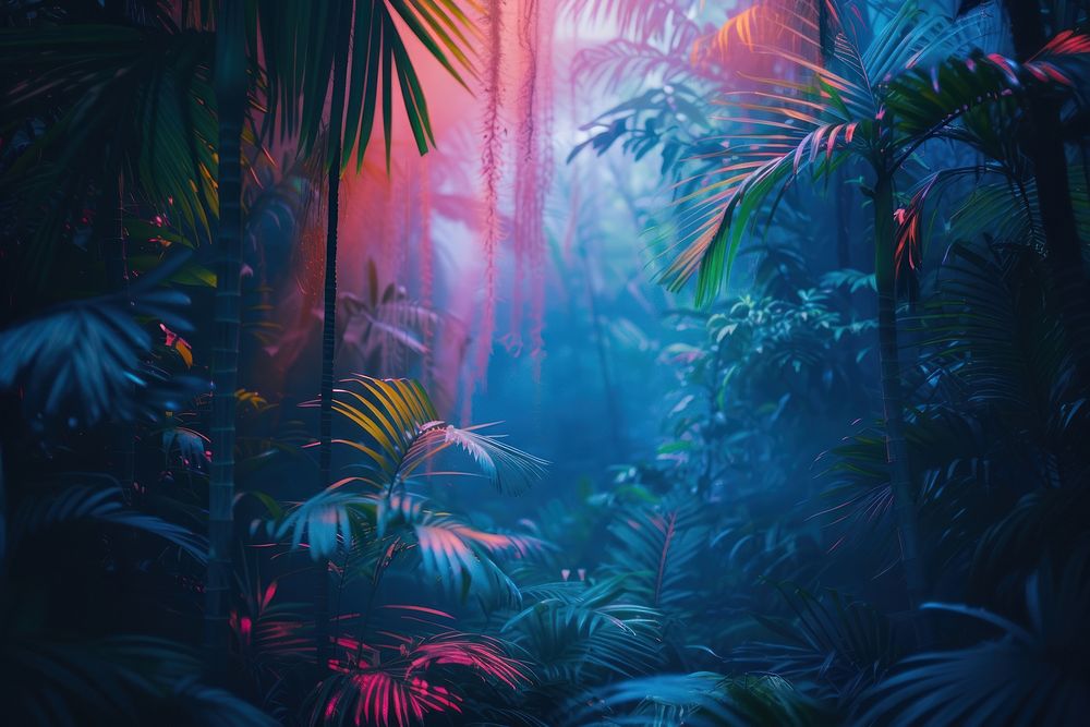 Bioluminescence Jungle background backgrounds vegetation outdoors.