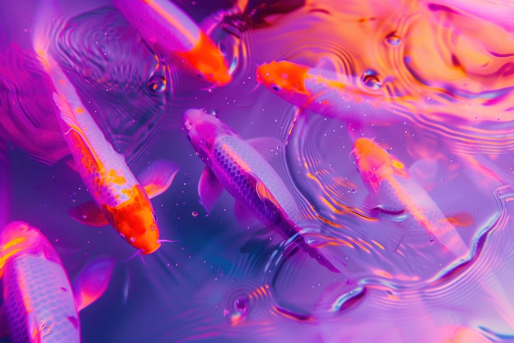 Bioluminescence Koi fish background koi backgrounds purple.