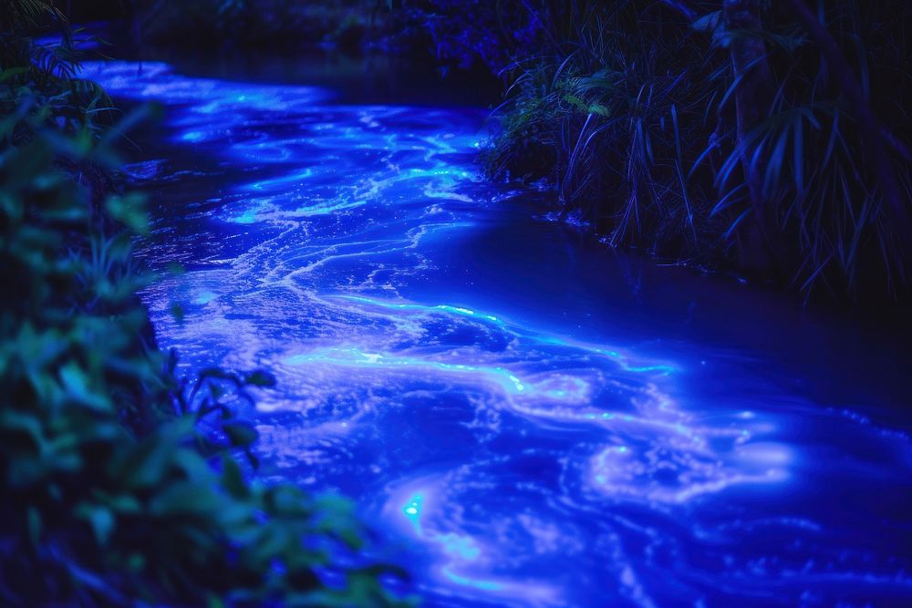 Bioluminescence river background outdoors nature light.