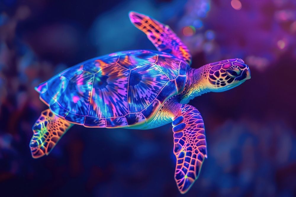 Bioluminescence Sea turtle background reptile animal sea.